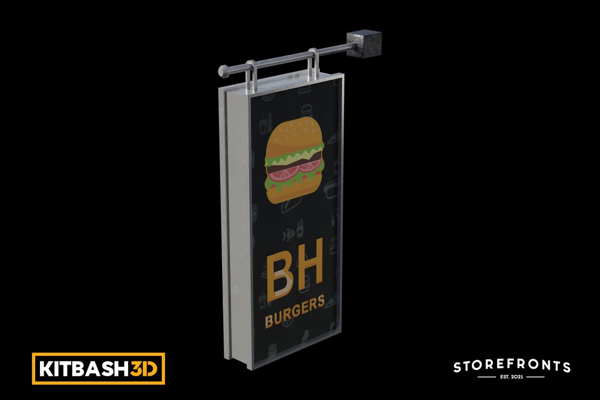 Download Kitbash: Storefronts - Restaurant Sign 3D Model