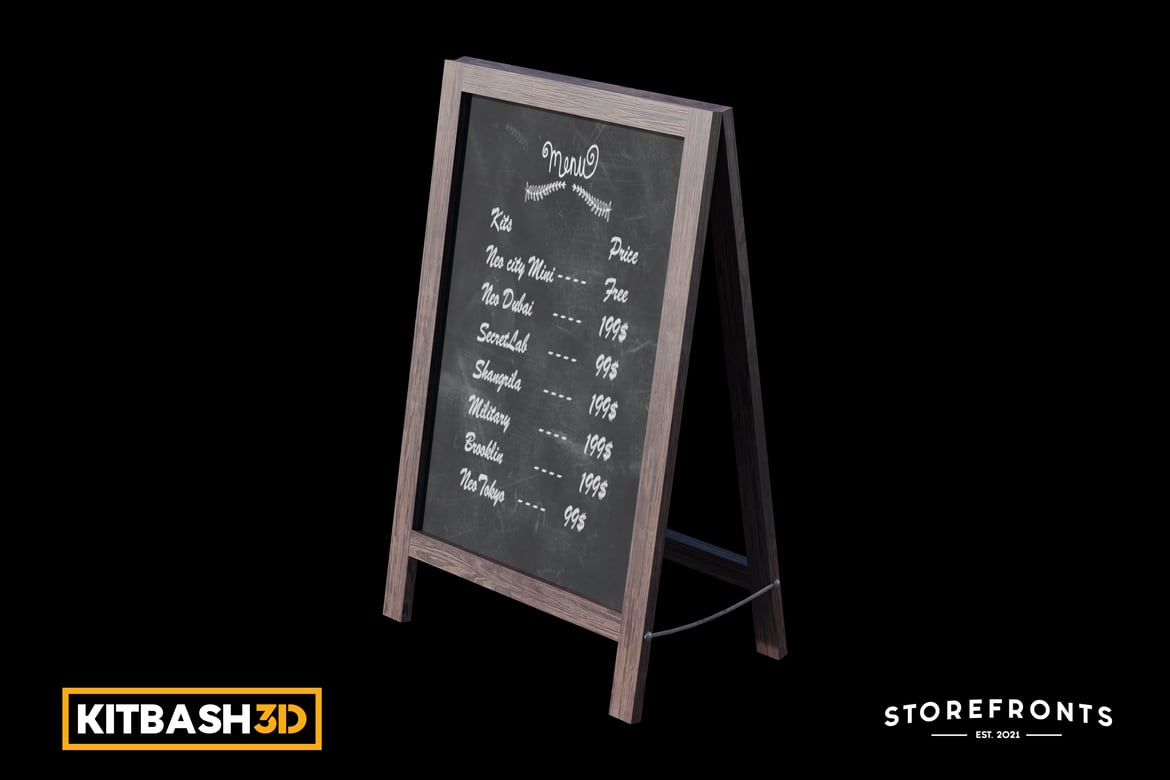 Download Kitbash: Storefronts - Sandwich Board Sign 3D Model