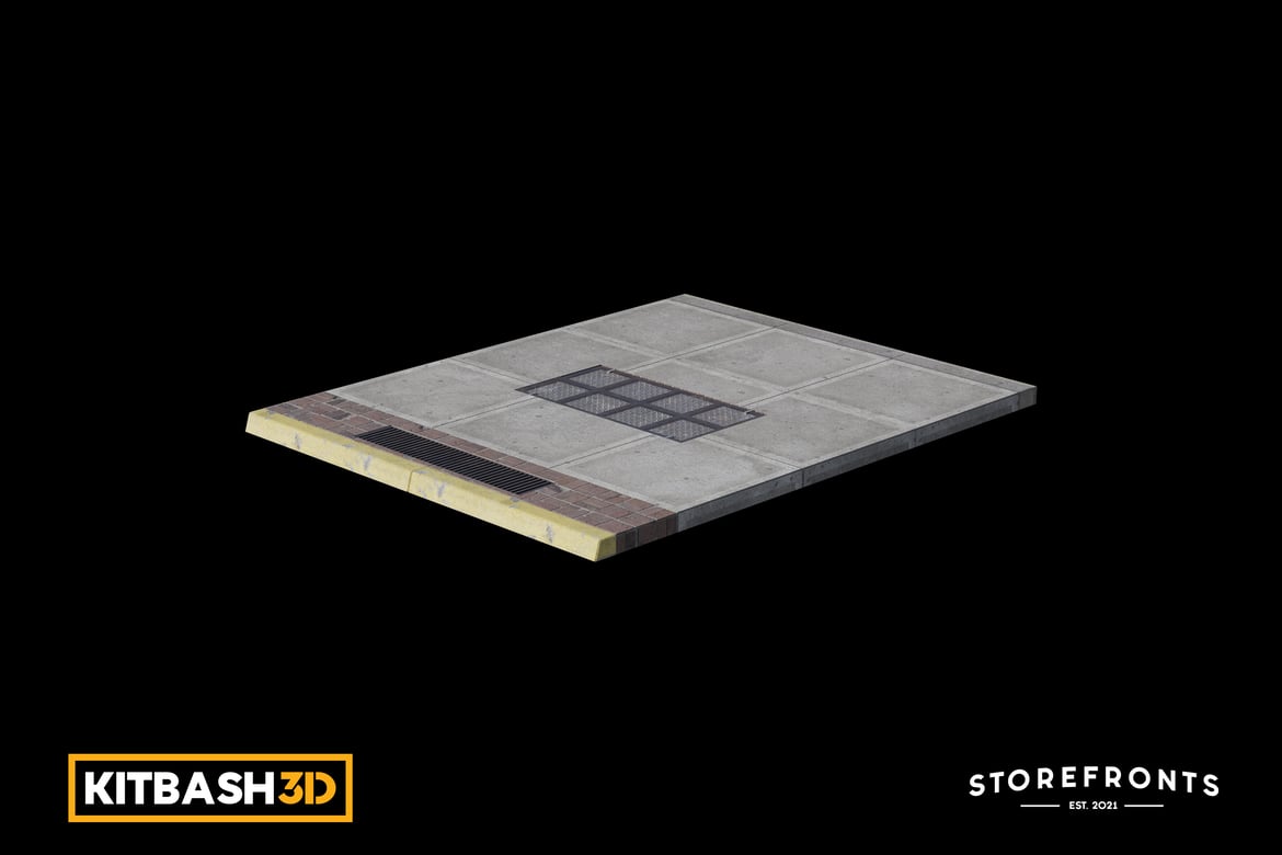 Download Kitbash: Storefronts - Sidewalk A 3D Model