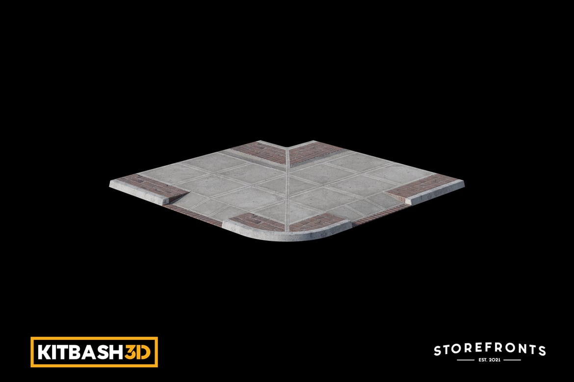 Download Kitbash: Storefronts - Sidewalk C 3D Model