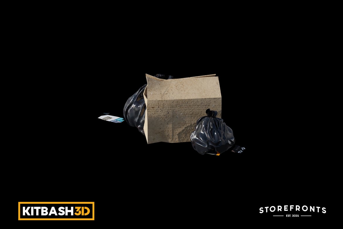 Download Kitbash: Storefronts - Sidewalk Trash A 3D Model