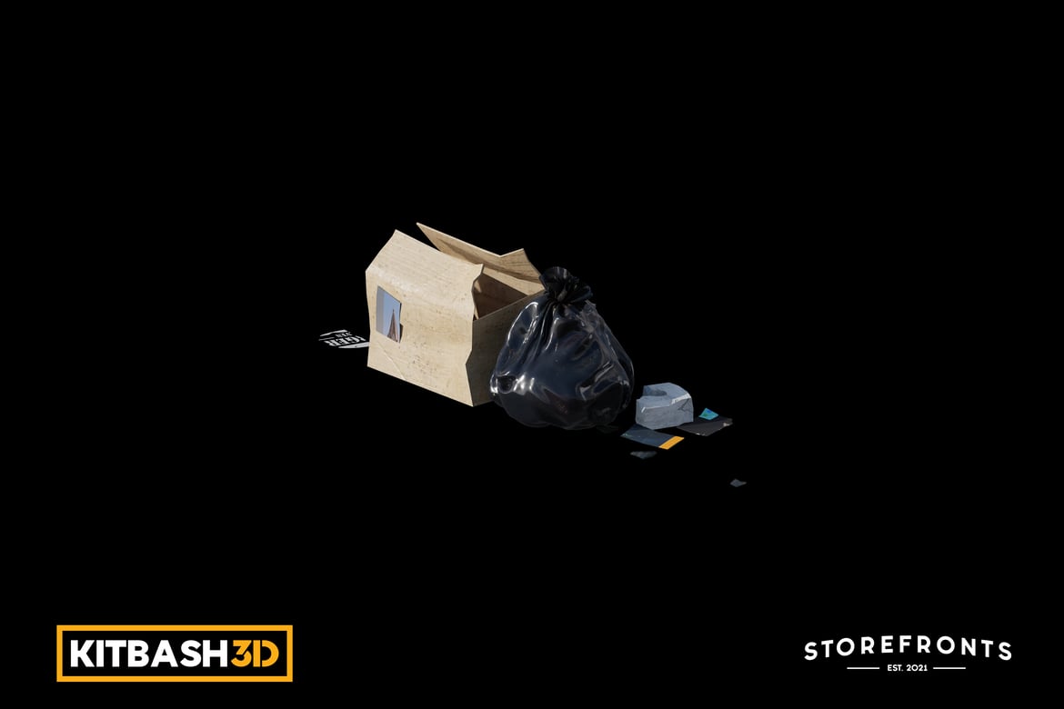 Download Kitbash: Storefronts - Sidewalk Trash C 3D Model