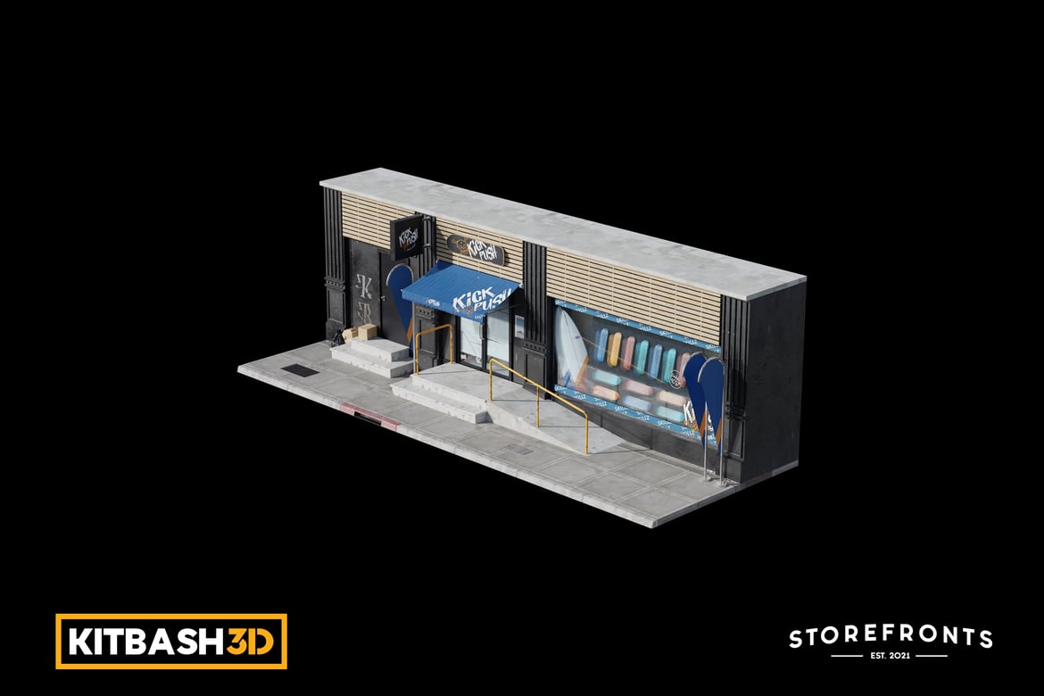 Download Kitbash: Storefronts - Skate Shop 3D Model