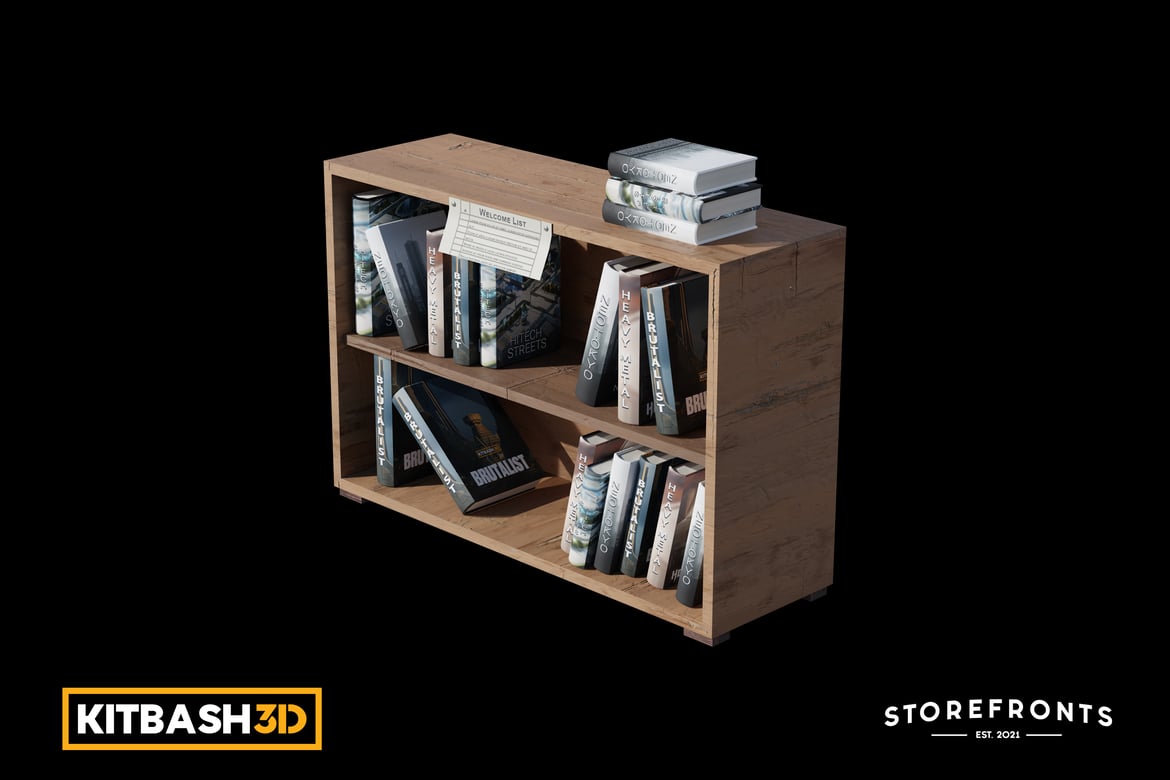 Download Kitbash: Storefronts - Wide Bookshelf 3D Model