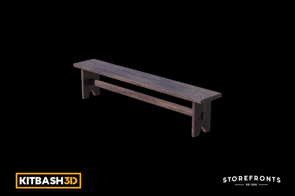 Download Kitbash: Storefronts - Wooden Bench 3D Model