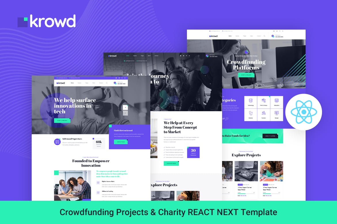 Download Krowd - Crowdfunding & Charity React Next Template