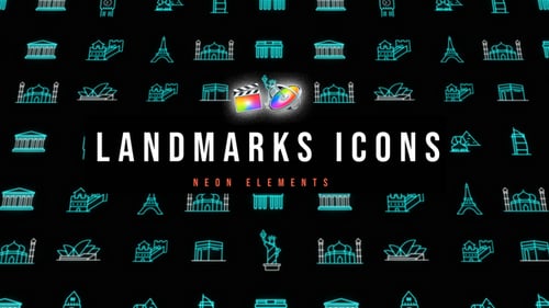 Download Landmarks Neon Icons Apple Motion Template