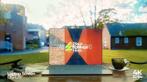 Download Laptop Screen In The Lawn Mockup Premiere Pro Template