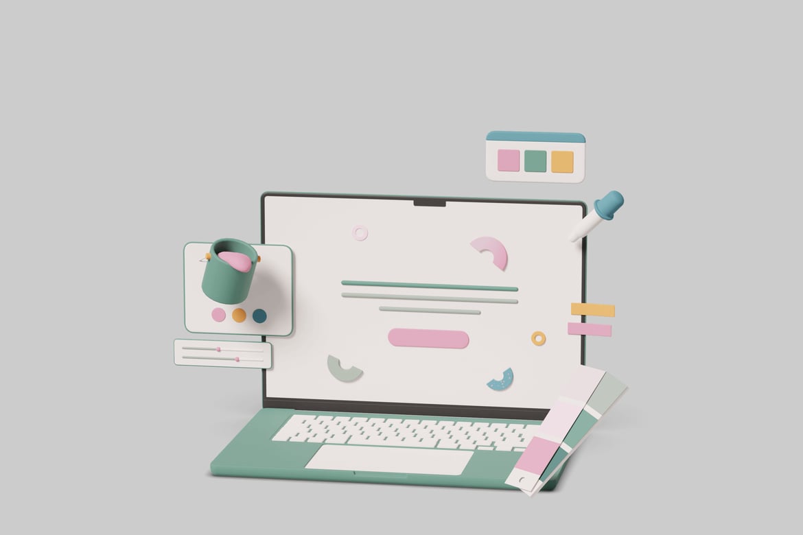 Download Laptop with pastel accessories 3D Model