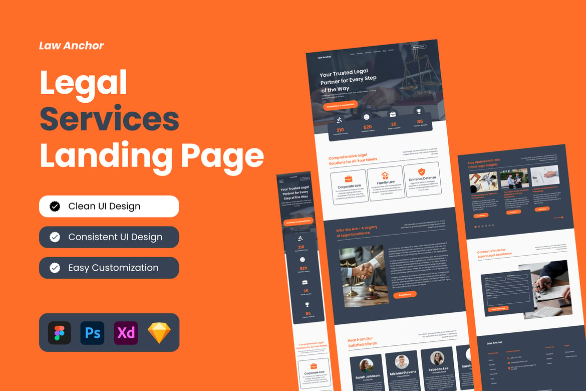 Download Law Anchor - Legal Services Landing Page Figma Design