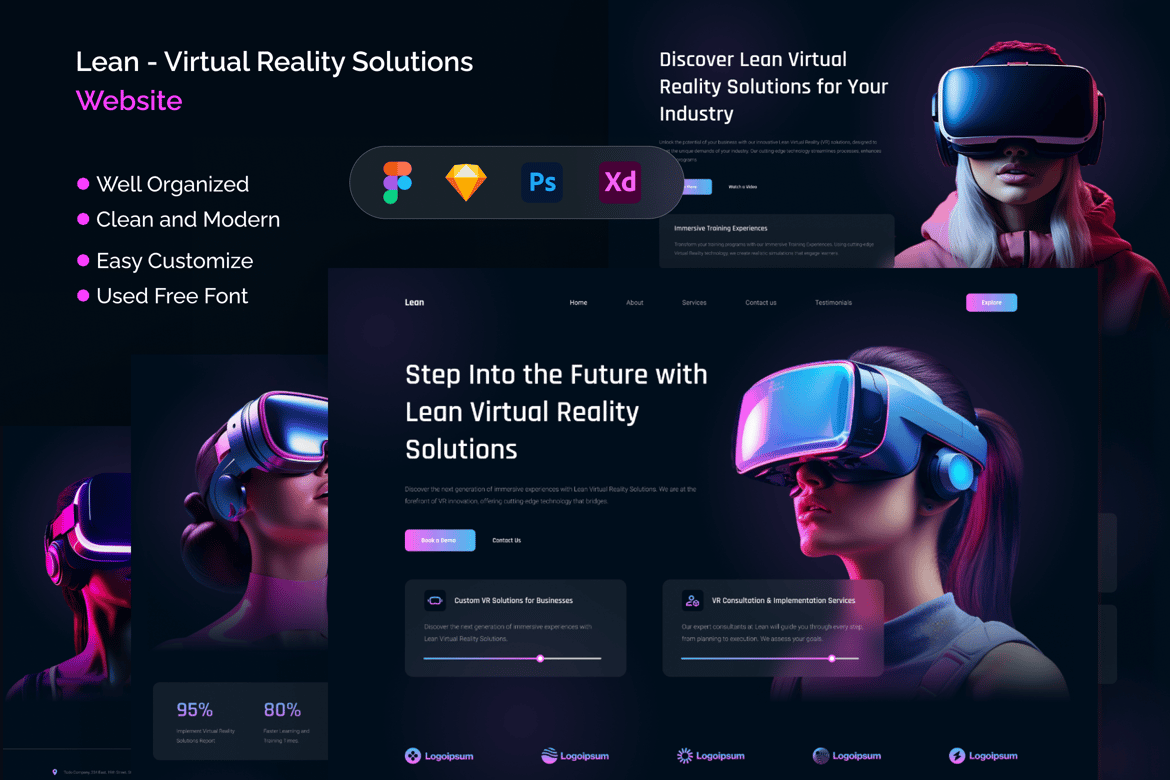 Download Lean - Virtual Reality Solutions Website Figma Design