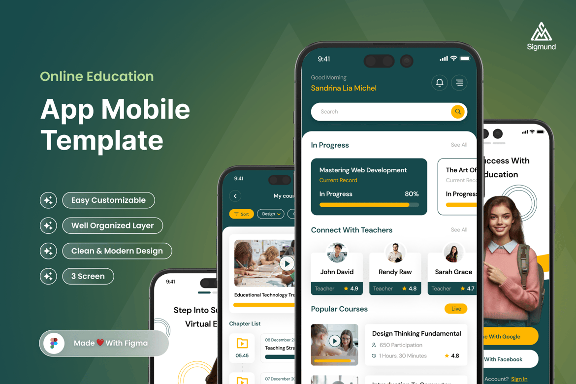 Download Learnix - Online Education App Mobile UI Kits Figma Design