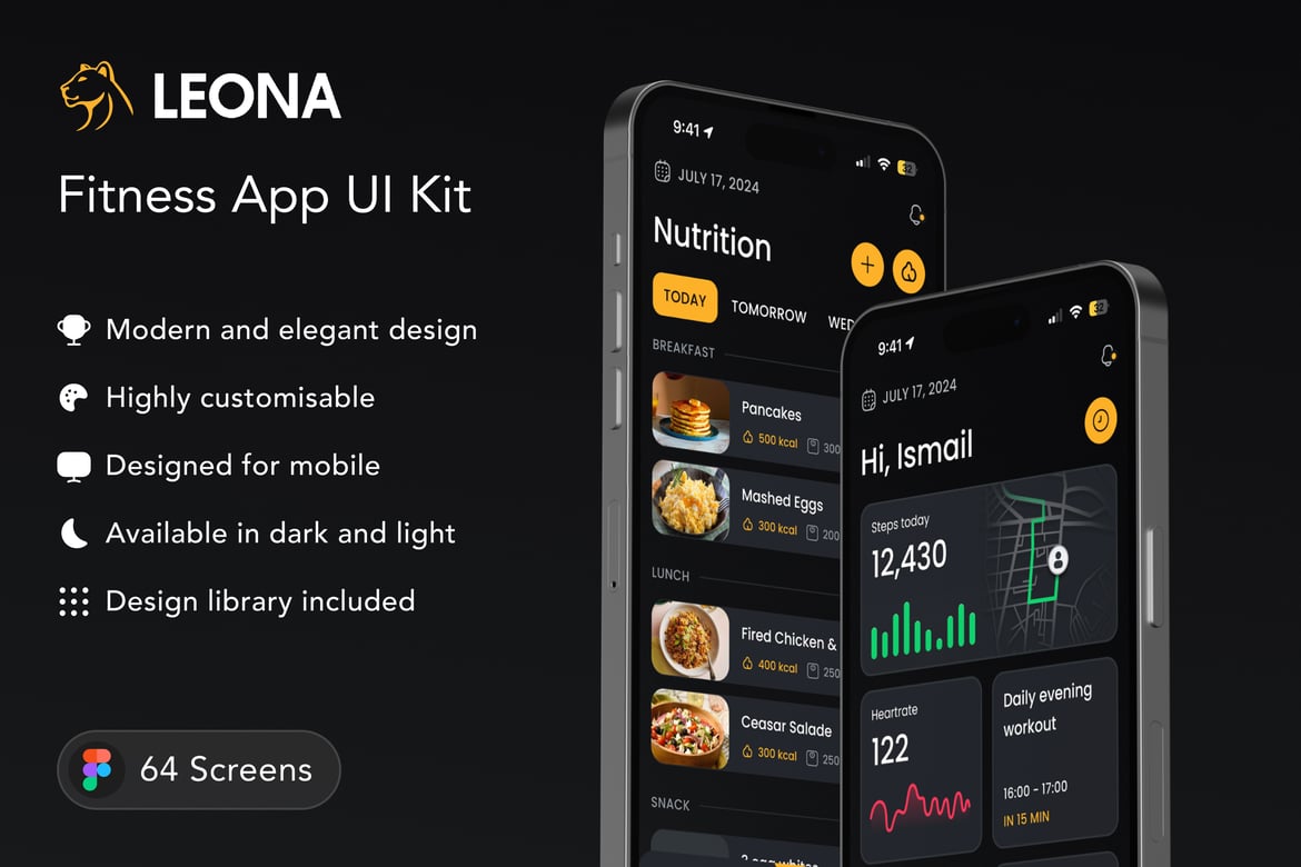 Download Leona - Fitness UI Kit Figma Design