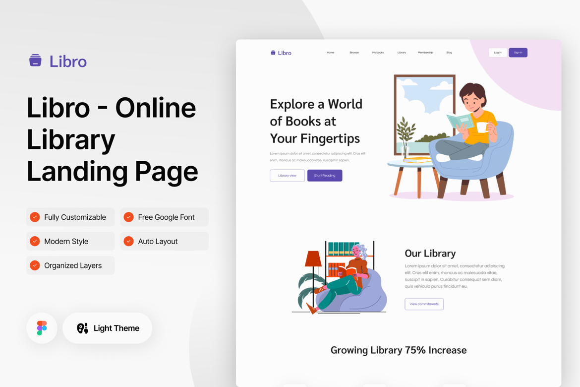 Download Libro - Online Library Landing Page  Figma Design