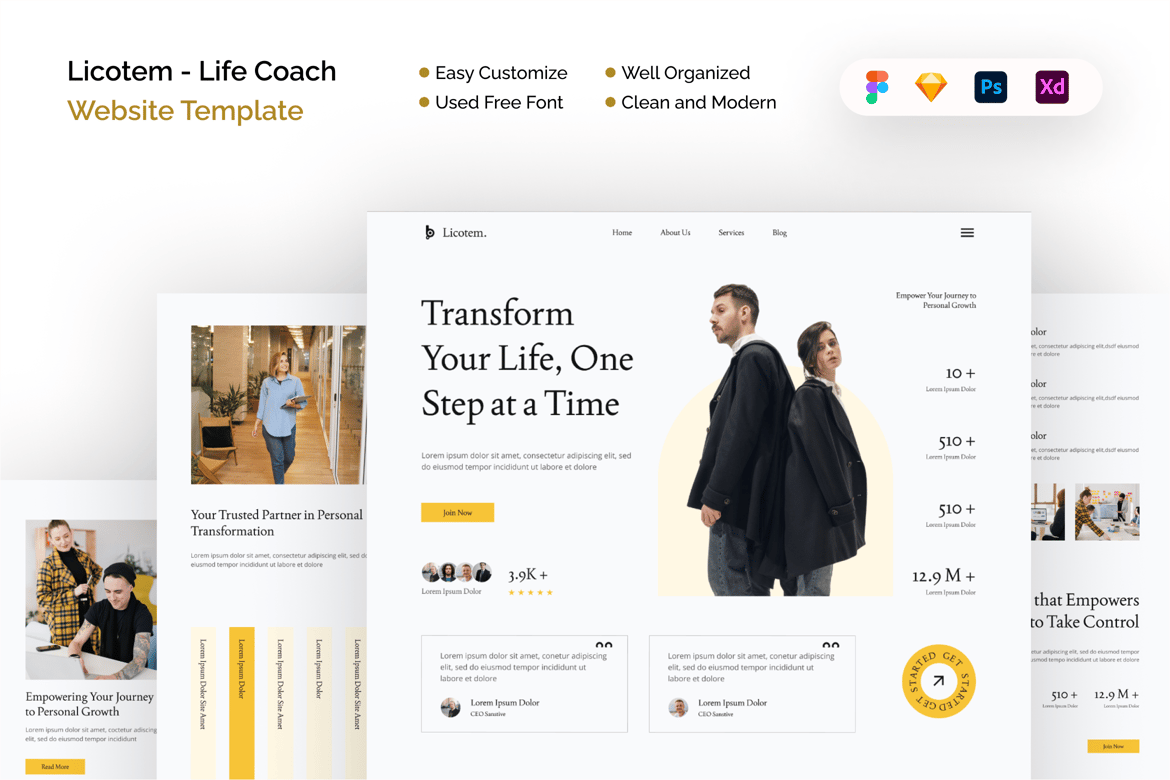 Download Licotem - Life Coach Website Template Figma Design