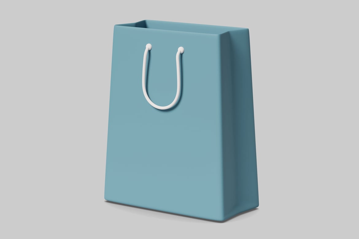 Download Light blue shopping bag with white handle 3D Model