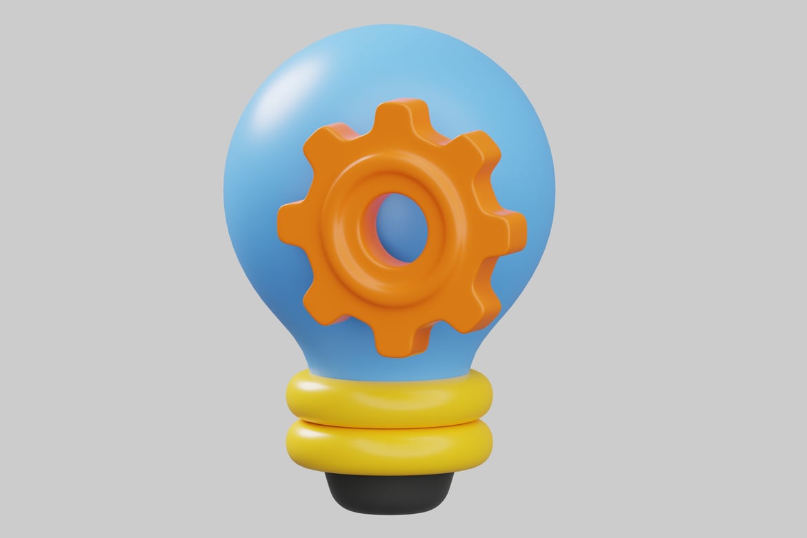 Download Lightbulb with Gear 3D Model