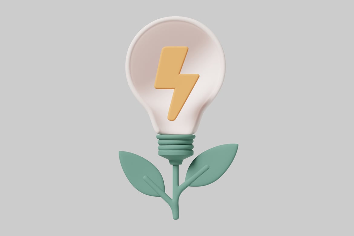 Download Lightbulb with lightning bolt 3D Model