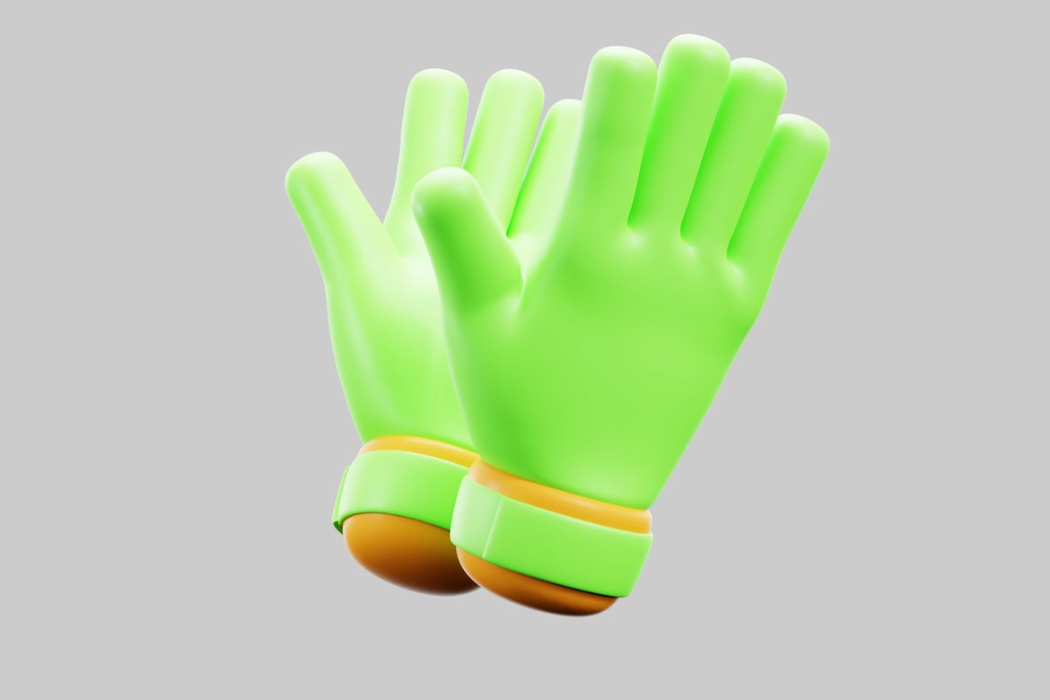 Download Lime green and yellow gloves 3D Model