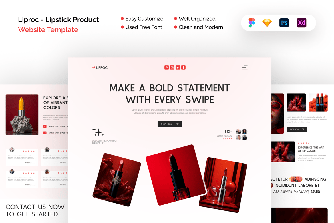 Download Liproc - Lipstick Product Website Template Figma Design