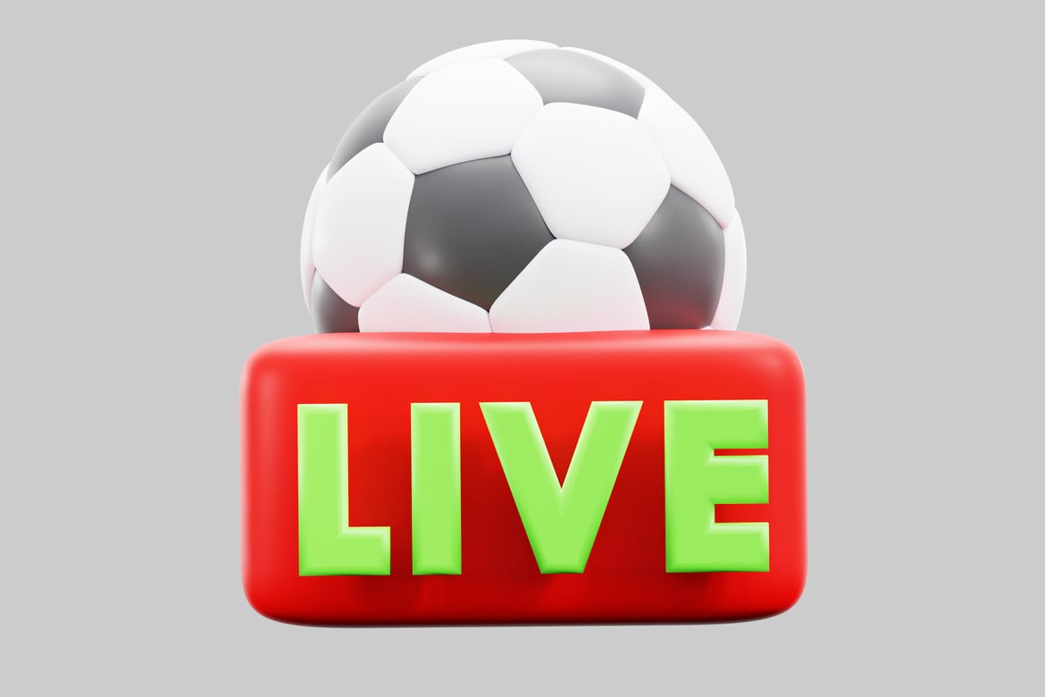 Download Live graphic with red rectangle and soccer ball 3D Model