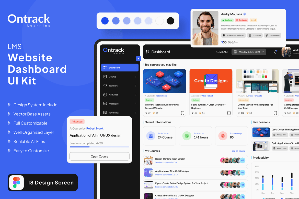 Download LMS Website UI KIT Figma Design