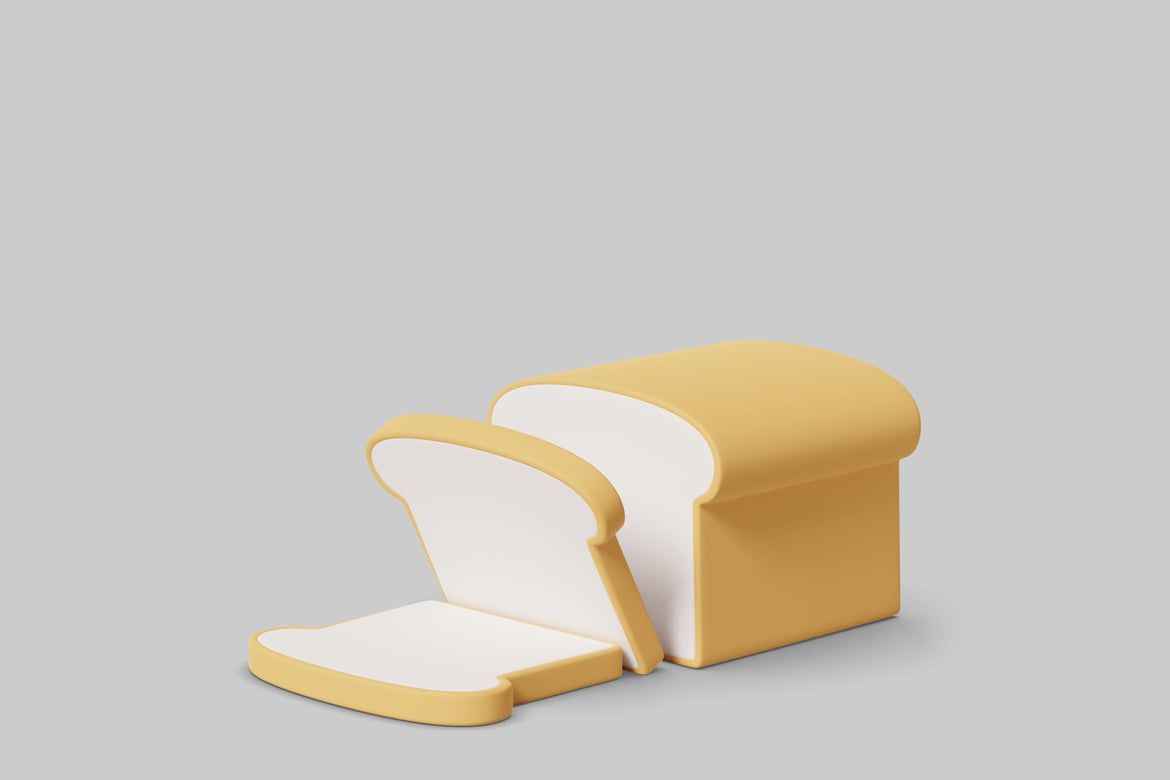 Download Loaf of bread with two slices 3D Model