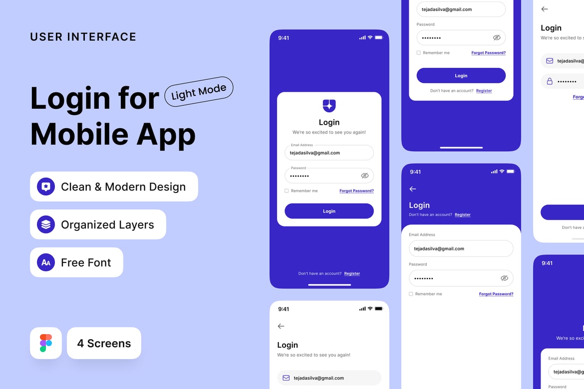 Download Login for Mobile App - Light Mode Figma Design