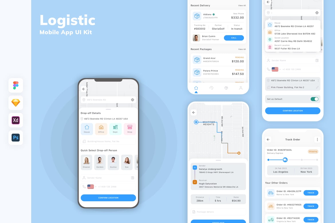 Download Logistic Mobile App UI Kit Figma Design