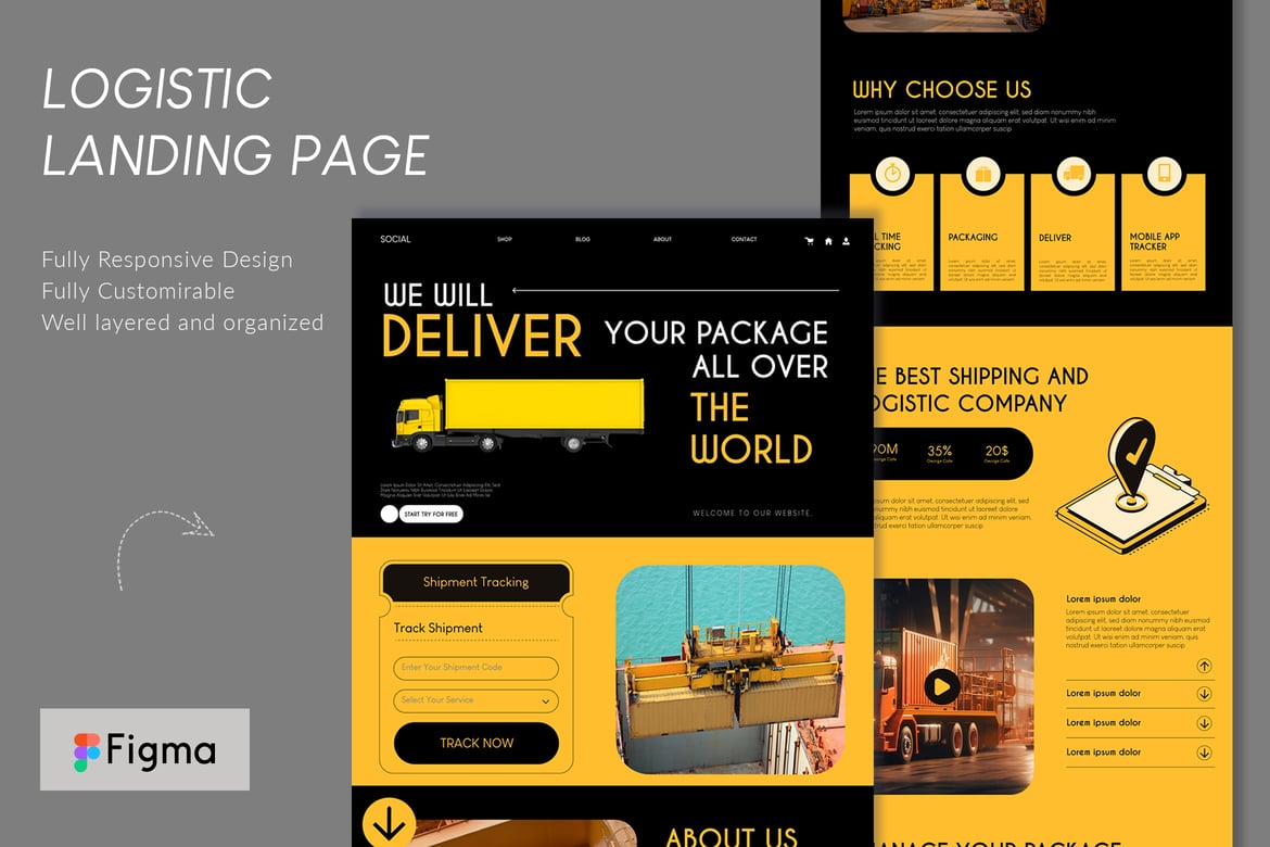 Download Logistics and Supply Chain Landing Page Figma Design