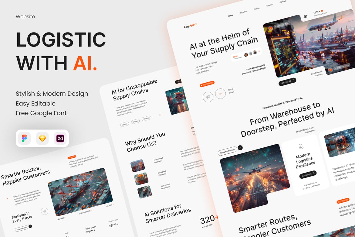 Download LogiXpert - Logistic AI website Figma Design