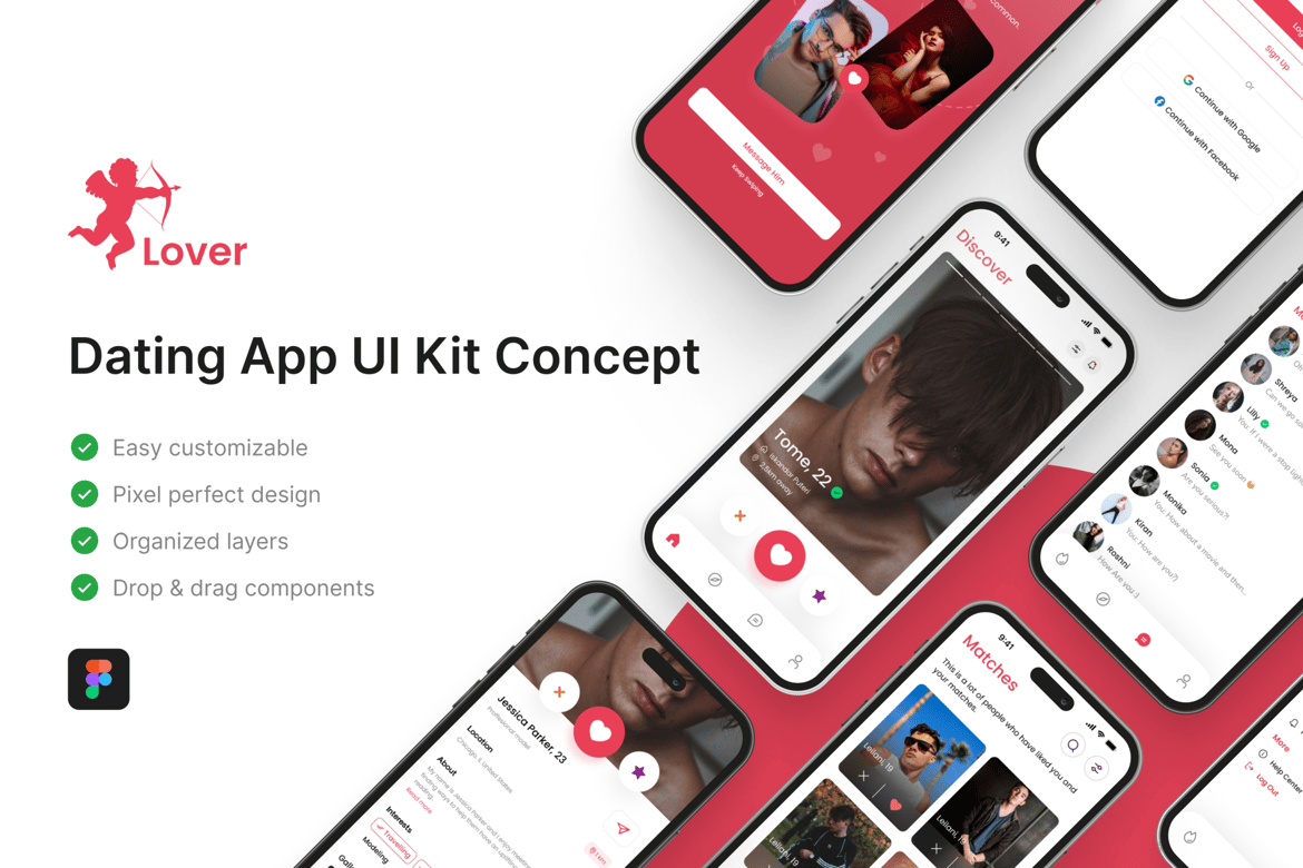 Download Lover - Dating App App UI Kit Figma Design