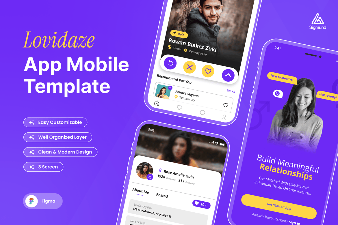 Download Lovidaze - Dating App Mobile UI Kits Figma Design