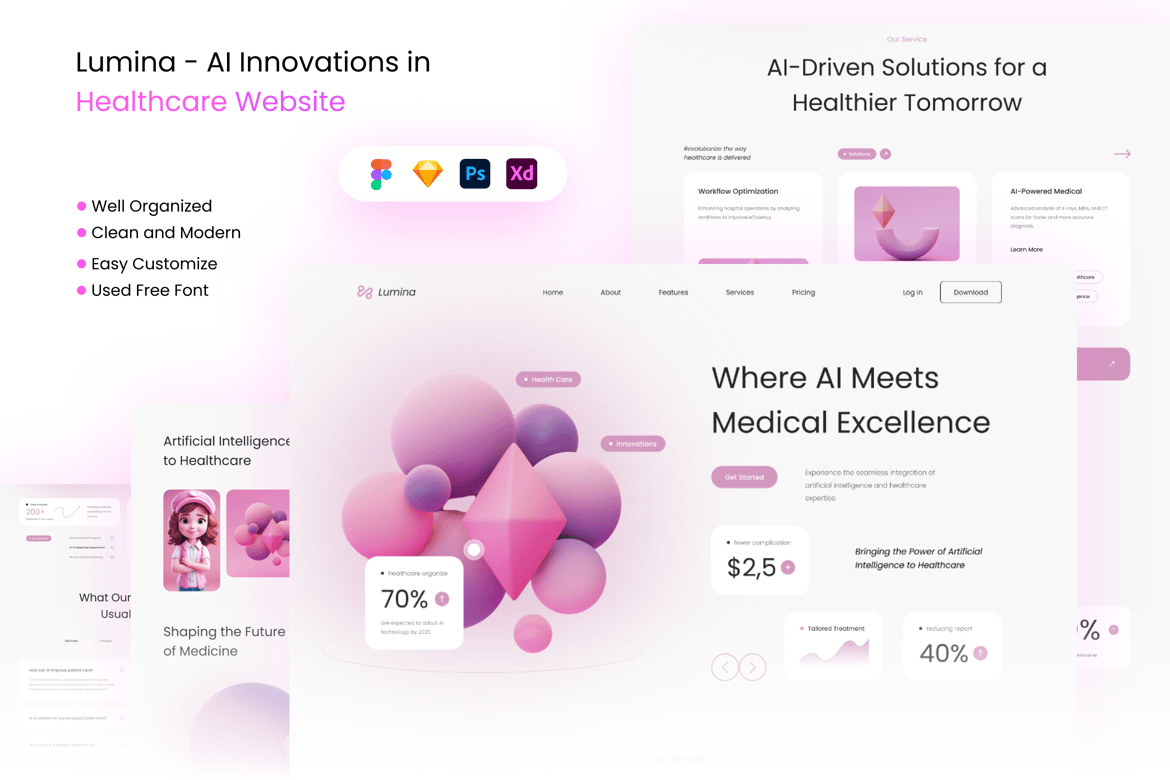 Download Lumina - AI Innovations in Healthcare Figma Design