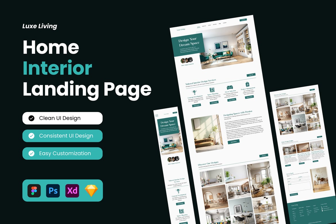 Download Luxe Living - Home Interior Landing Page Figma Design