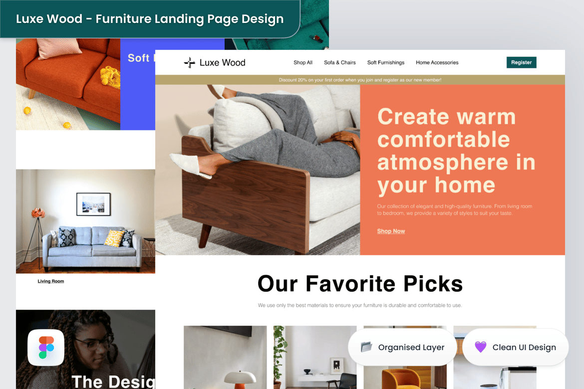 Download Luxe Wood - Furniture Landing Page Design Figma Design