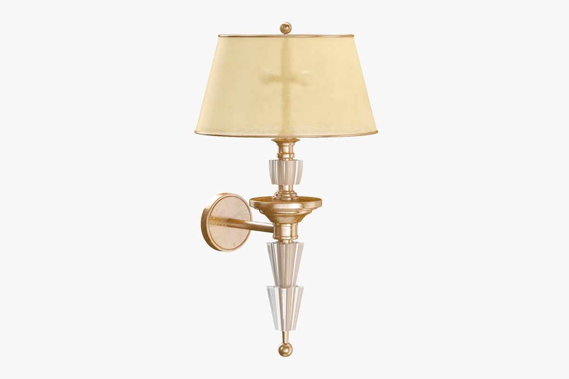 Download Luxury Wall Light, Gold Wall Sconce with Tiered Base and Cylindrical Shade 3D Model