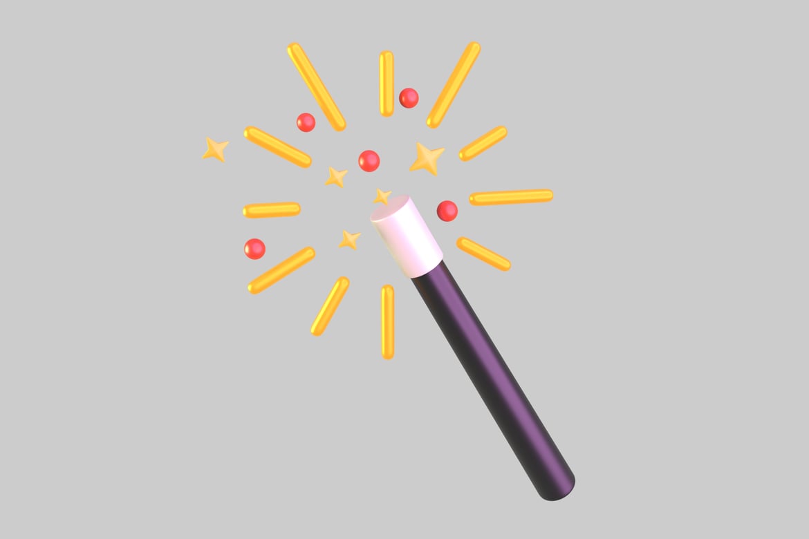 Download Magic wand with yellow, red and white shapes. 3D Model