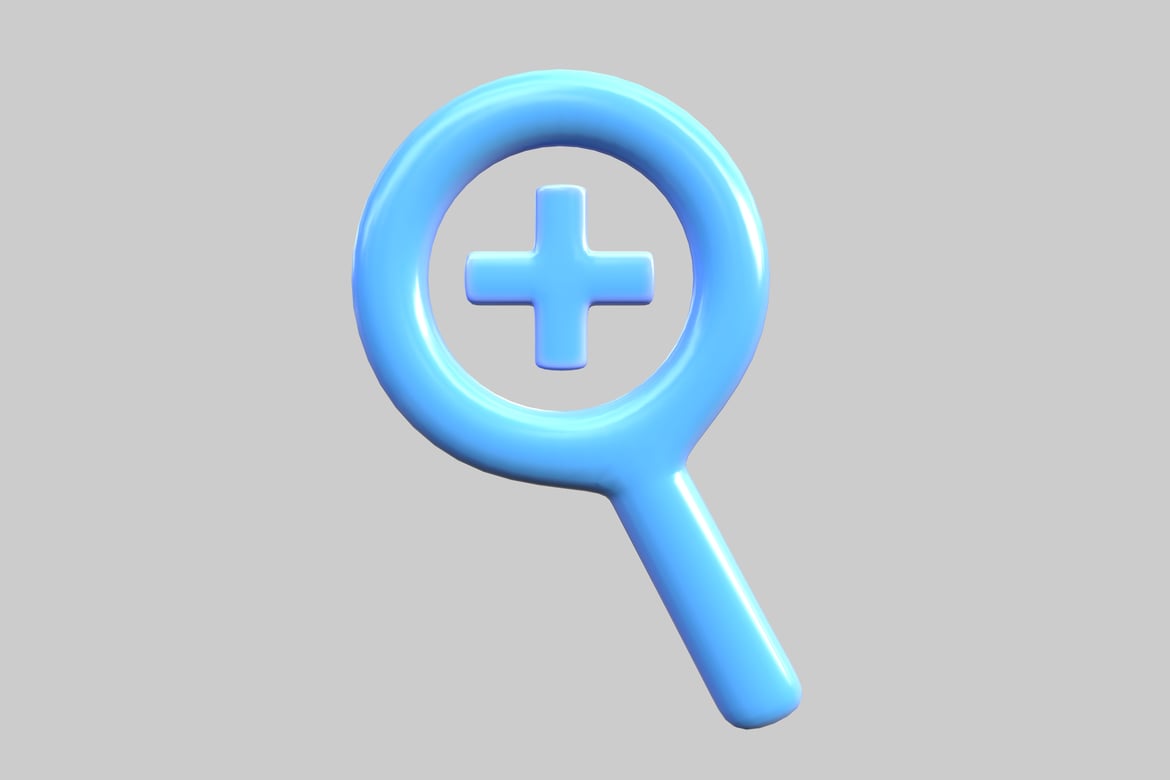 Download Magnifying glass with plus sign. 3D Model