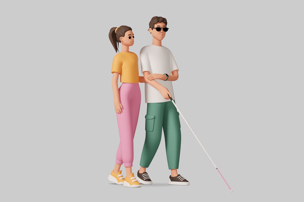 Download Man and woman standing together. 3D Model