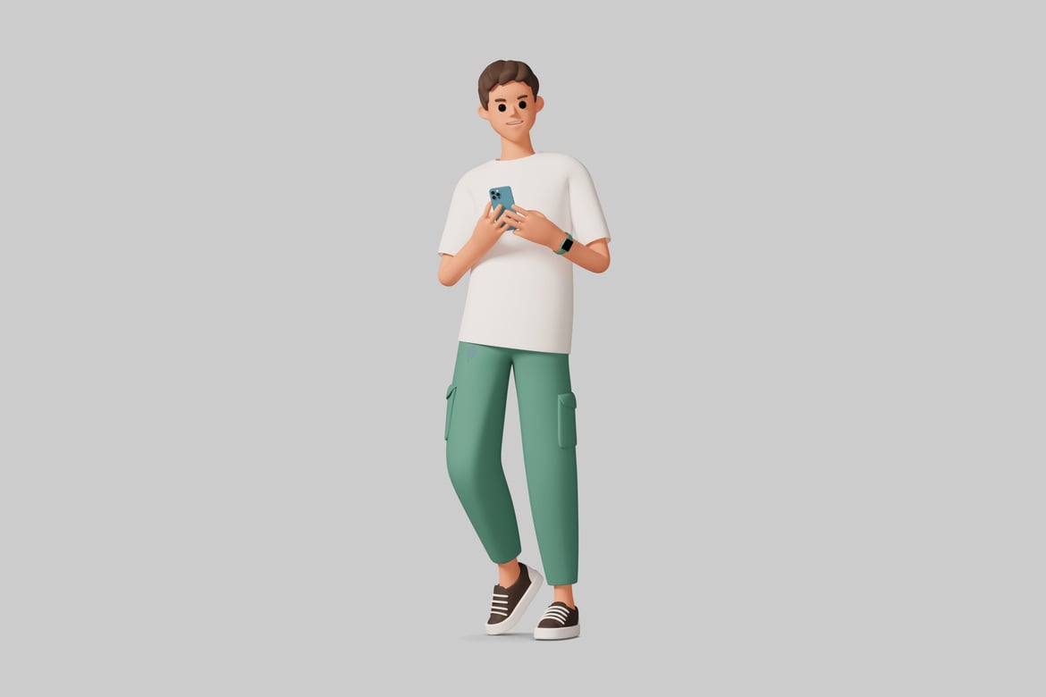 Download Man holding a cell phone. 3D Model