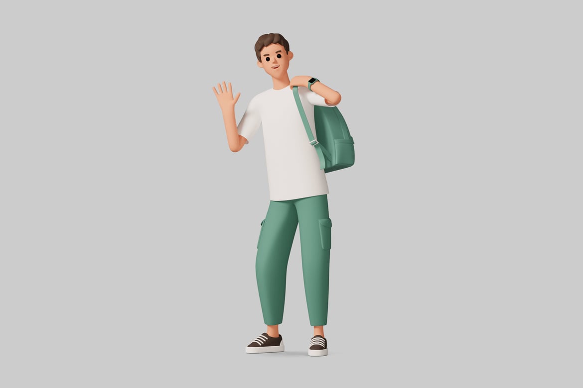 Download Man in a Green Backpack 3D Model