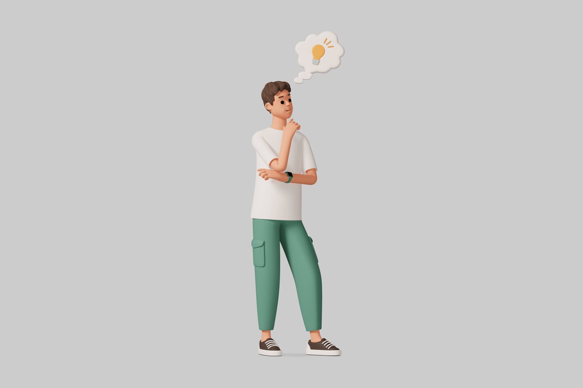 Download Man with a thought bubble 3D Model