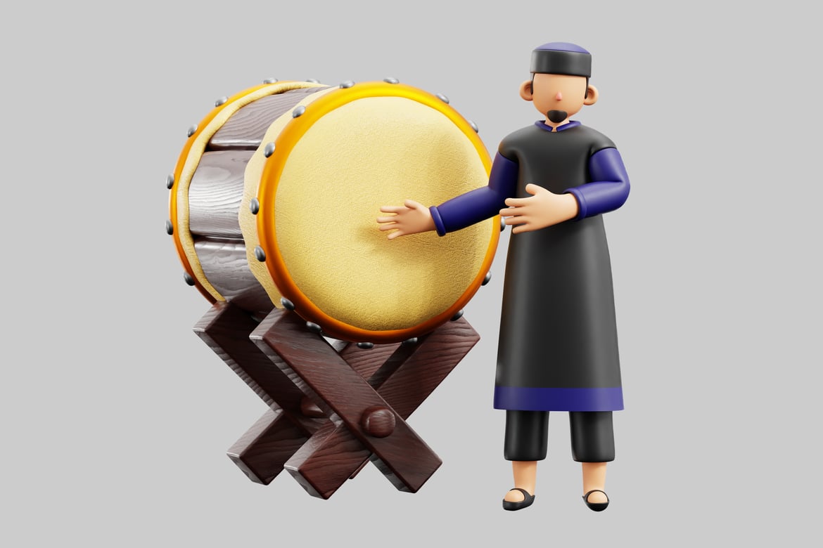 Download Man with drum 3D Model