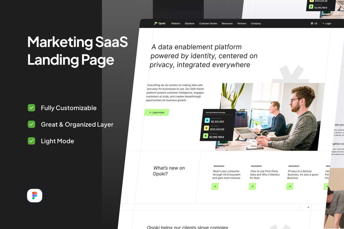 Download Marketing SaaS Landing Page - Opoki Figma Design