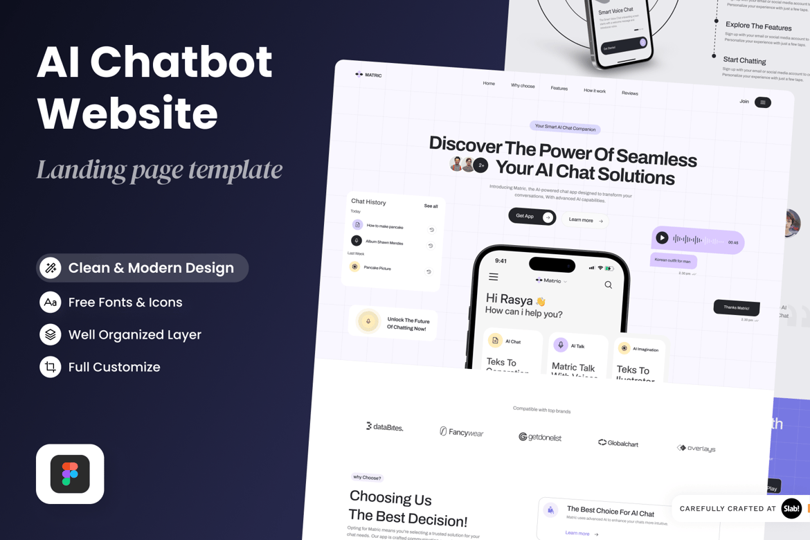 Download Matric - AI Chatbot Mobile App Showcase Figma Design