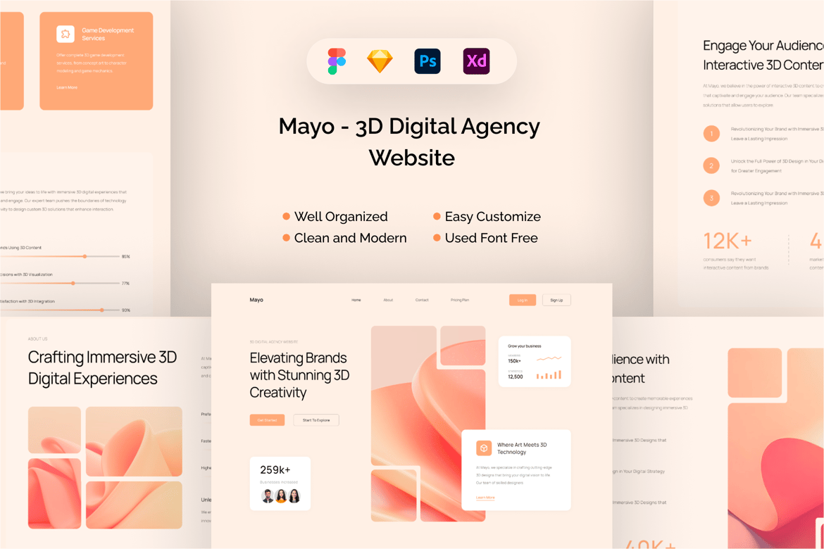 Download Mayo - 3D Digital Agency Website Figma Design