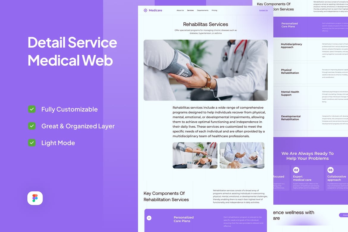 Download Medical Detail Service Landing Page - Medicare Figma Design