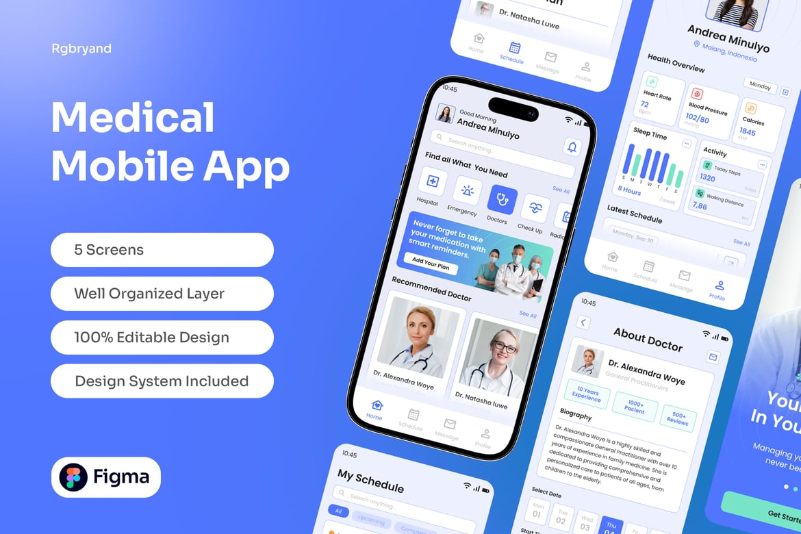 Download Medical Mobile App Template Figma Design