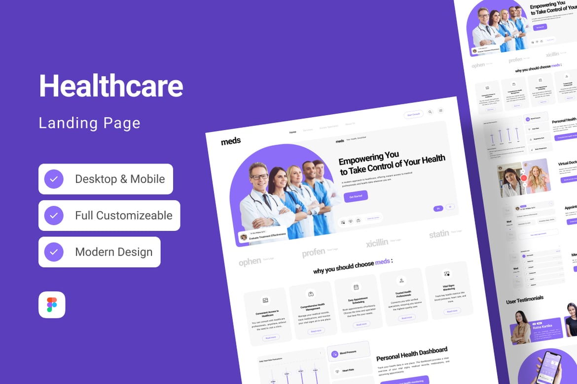 Download Meds - Healthcare Landing Page Figma Design